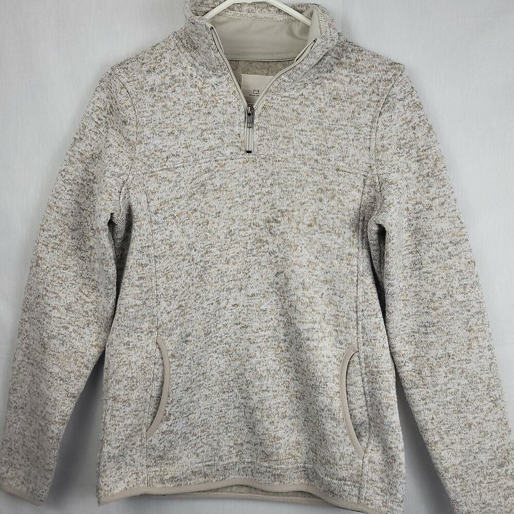 Thread+Supply Womens Beige Heathered Quarter Zip Pullover Sweater Size Small‎ - Picture 3 of 8